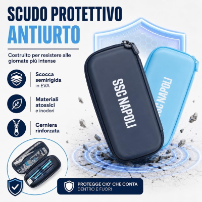 ASTUCCIO PORTAPENNE RIGIDO SSC NAPOLI COLOURBOOK AZZURRO